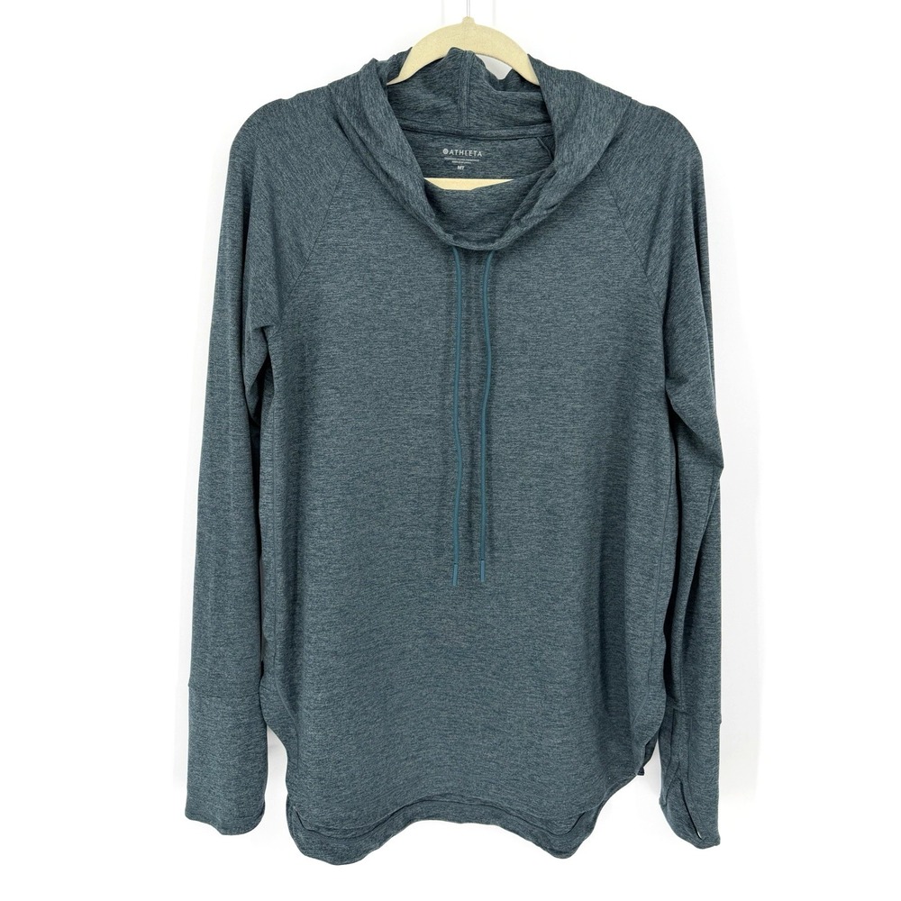 Athleta Womens Grey Hoodie Pullover Size MT (Tall) Stretchy Gymcore Athleisure